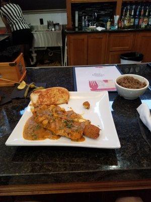 Etouffee over fried catfish