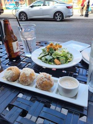 Crabmeat beignets & Ceasar salad