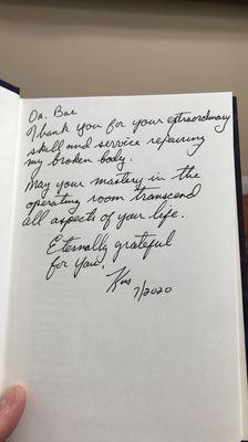 A kind note from a patient.