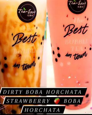 DIRTY HORCHATA AND STRAWBERRY  BOBA HORCHATA