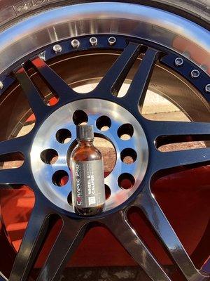 Set of 17" wheels were repaired powder coated and protected with ceramic pro Wheel and Caliper