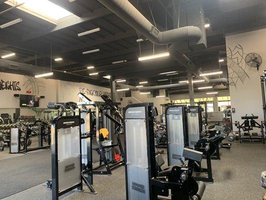 Machine area. Plenty of squat racks and free weight options.