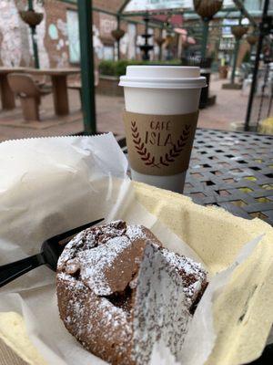 Harmony latte and flourless chocolate cake