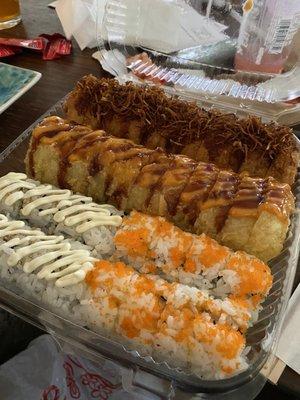 Fried Spicy California Roll, Monster Roll, Creamy Scallop Roll, Alaska Roll