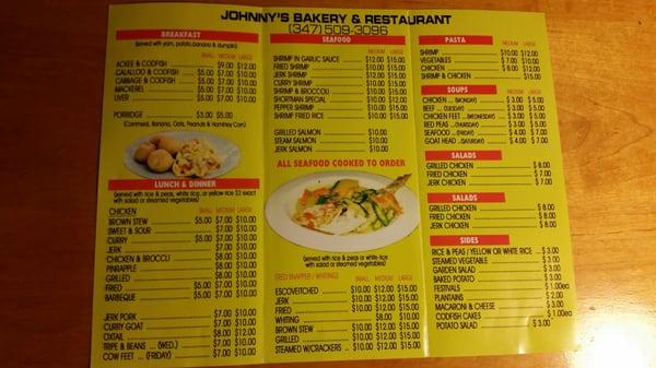 Take-out menu