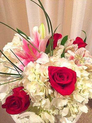 Style, grace, and beauty for any day - for anyone you appreciate! A joyful arrangement of hydrangeas, alstroemeria, roses, and lily.