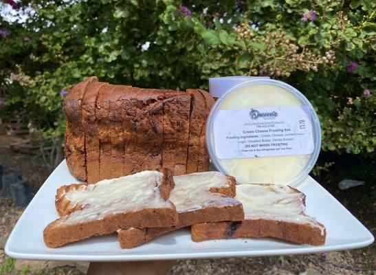 Deanna's gluten free cinnamon raisin bread with her cream cheese frosting!