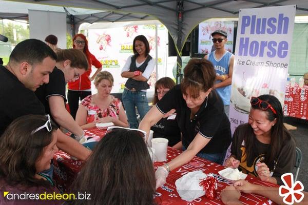 Plush Horse ice cream eating contest at the Original Baby's Cheesesteak in Country Club Hills, IL