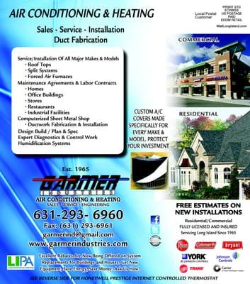 Garmer Industries Air Conditioning & Heating; Sales, Service, Installations