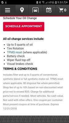 This is Tire Kingdoms add of what there oil change includes.