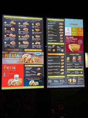 Drive through menu October 2024.