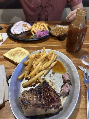 New York strip special with fries and a salad