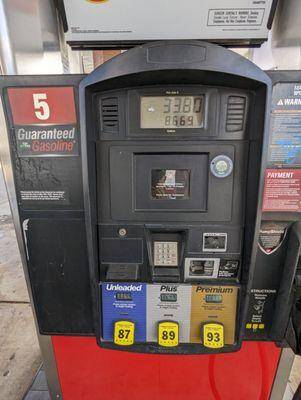 Pump 5 of 16. Gas prices as of September 9, 2023.