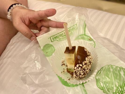 Classic Caramel Apple (w/ chopped almonds) Made in-shoppe; the caramel was still soft