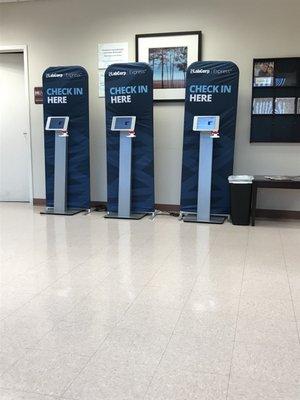 New check-in kiosks. Scans your ID for check-in.