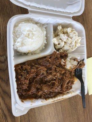 Pulled pork, Mac salad n rice