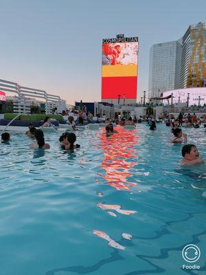 First time watching movie in the pool,  perfect for hot summer