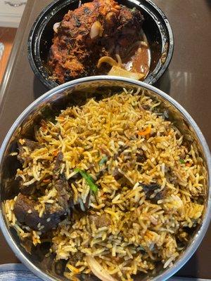 Bucket biriyani and tandoori chicken yummy!!!