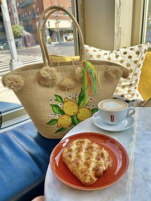 Leeks and Parmesan pastry with cappuccino