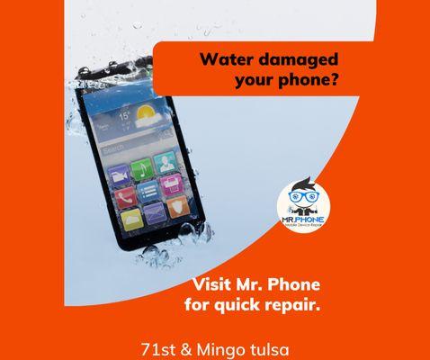 Phone Water Damage? Visit Mr. Phone 71st & Mingo for Phone repairs.