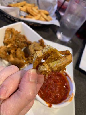 Fried yellow peppers disguised as calamari