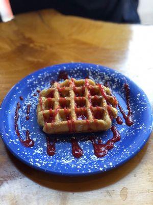 Vegan Original Liege Waffle with Strawberry Syrup