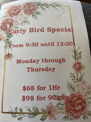 Early bird specials