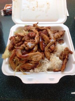 Chicken teriyaki with vegetables and extra sauce