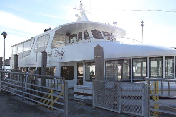 Pink Lady at the dock in Sheepshead Bay Brooklyn, NY