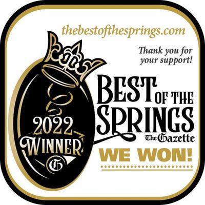 Thank you for everyone who voted us GOLD in Best of the Springs again this year for 2022! We appreciate all of our amazing customers!