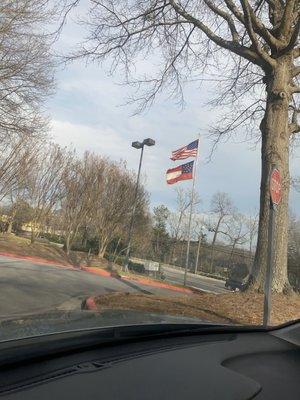 There are these flags at the entrance in case you missed the signage