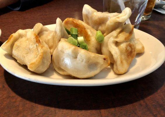 Homemade delectable Potstickers. Look at that sear and that puff.