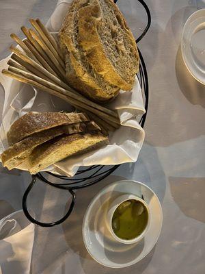 Complimentary bread and olive oil.