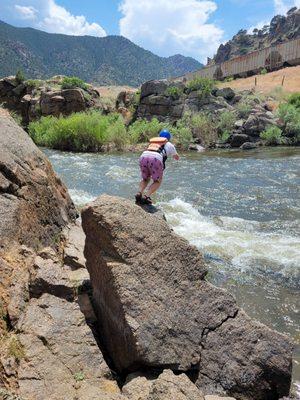 Jumping in the river