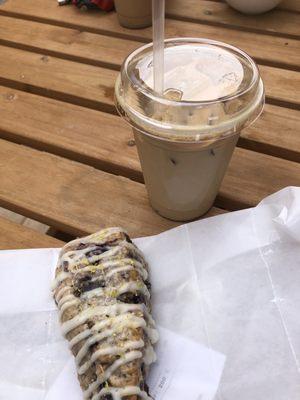 Blueberry lemon scone and latte