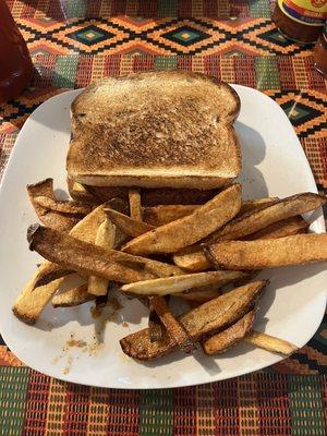 Adult Grown-up Grilled Cheese Sandwich with fries