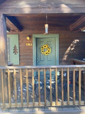 Front door of cabin