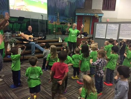 Children have fun during our Music and Movement time that we call "ROAR Time!"