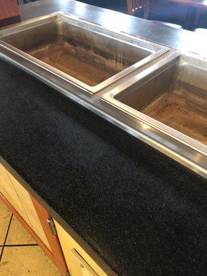 Corrosion in the hot pans/buffet counter