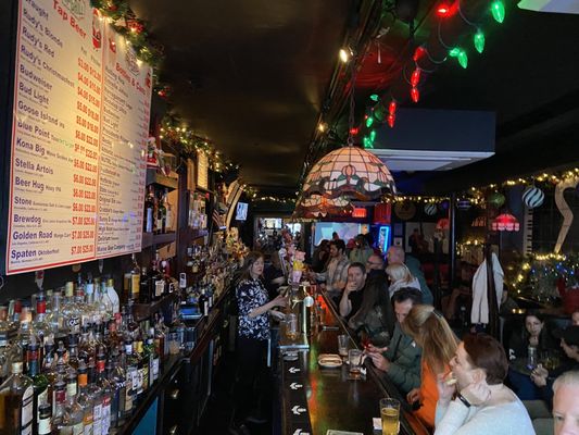 Busy bar at Christmas