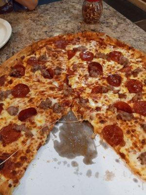 Sausage and pepperoni pizza!