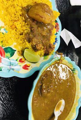 Dominican Sancocho (beef stew) w/ yellow rice