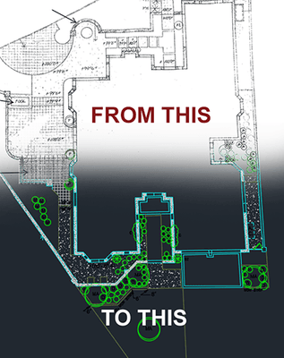 Here is an example of a hand-drawn landscape planting plan that we converted to a AutoCAD DWG file.