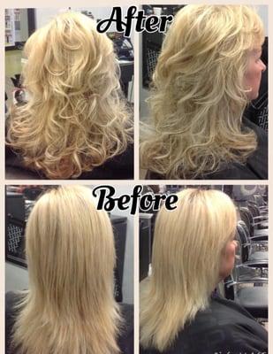 Pam added Great Lengths Hair Extensions to add volume and length.