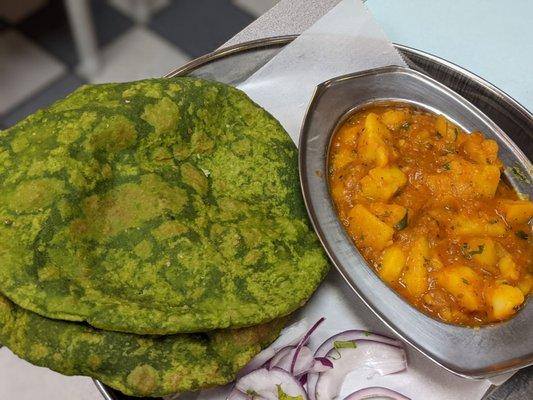 Spinach poori- Aloo