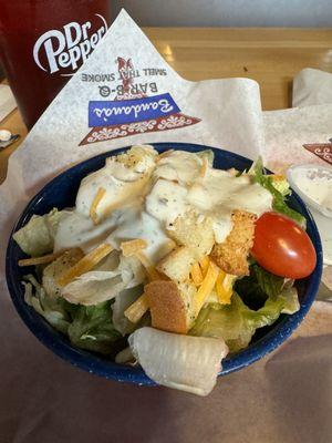 Salad to start off the loaded potato