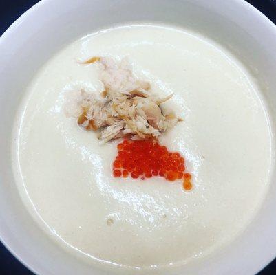 Cauliflower Veloute' with Ducktrap Smoked Trout and Salmon Caviar