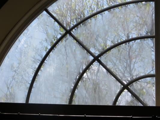 As evidenced by the moisture present between the panes in this double paned window, the seal has failed...