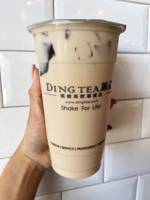 Brown sugar milk tea with grass jelly! Yummmm