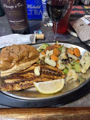 Blackened Redfish with Grilled veggies